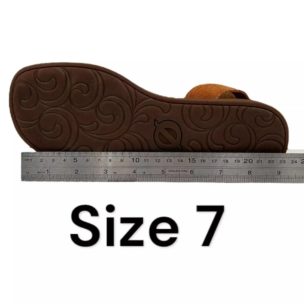 B.O.C Women’s Flat Sandals Size 7 Brown Suede Upper Lightweight & Comfortable‎